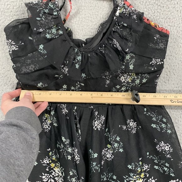 Moon Collection Halter Blouse Medium Floral Ruffle Boho Sleeveless Chiffon Lined - Picture 5 of 9